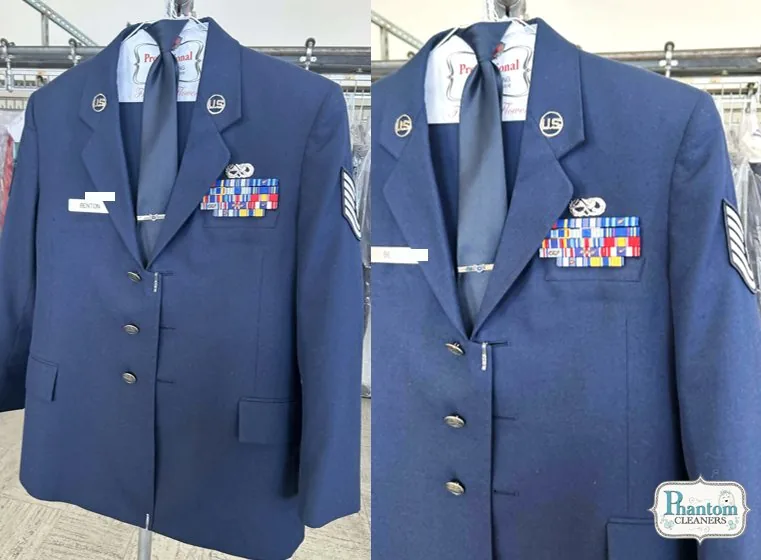 Air Force uniform jacket, professionally cleaned and pressed
