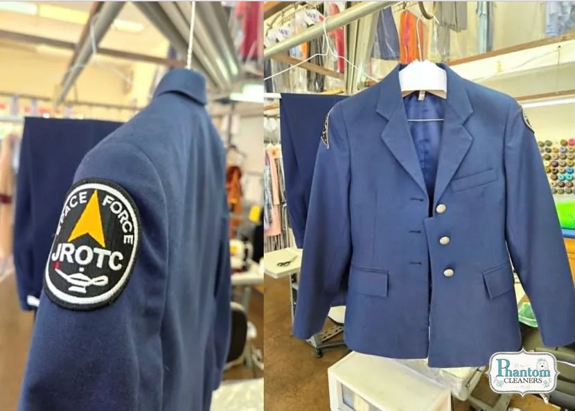 JROTC uniform jacket, cleaned and pressed with patch detail