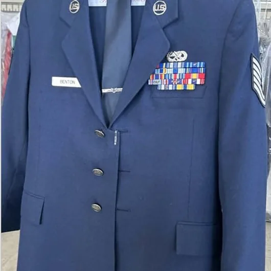 Air Force dress jacket, freshly pressed and ready for pickup